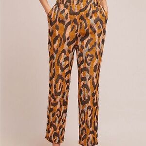 Anthropologie 34N 118W Leopard Jacquard Trousers 4